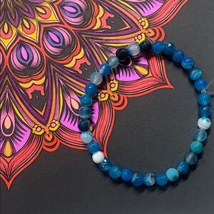 Blue Agate Beaded Bracelet